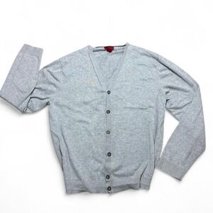 Alfani men slim fit Grey 100% cotton button cardigan with a preppy grandpa vibe